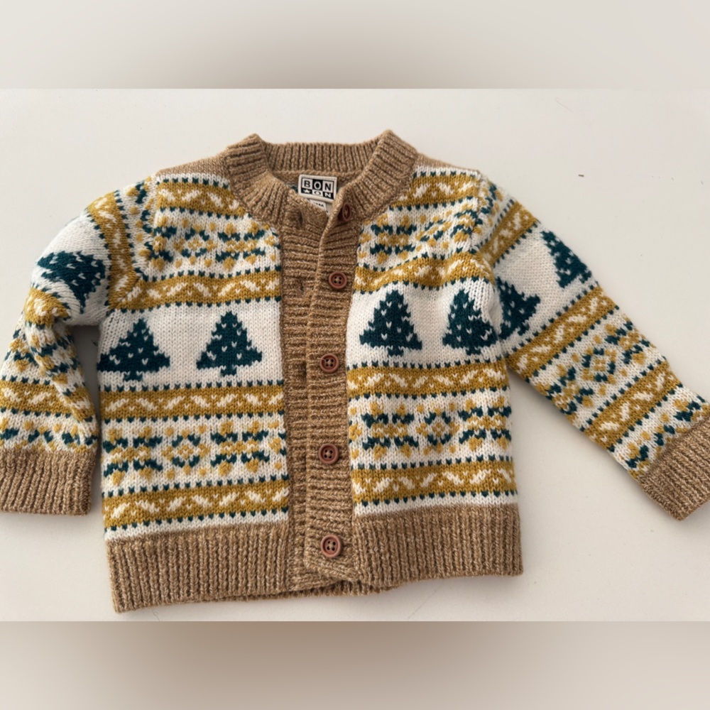 Bonton toddler (boy or girl) Holiday / Christmas tree cardigan